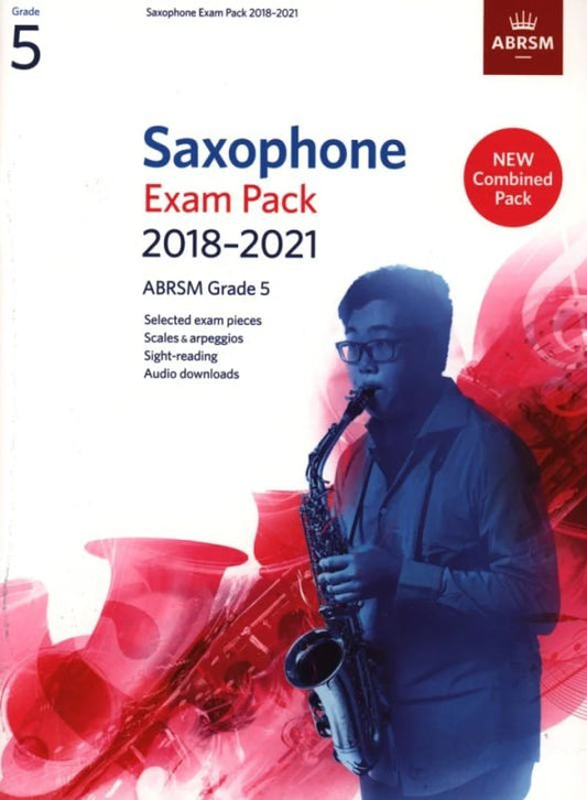 Saxophone Exam Pack 2018-2021 Grade 5 by ABRSM, 80 Pages, Includes Pieces, Scales, Sight-Reading, Audio Downloads