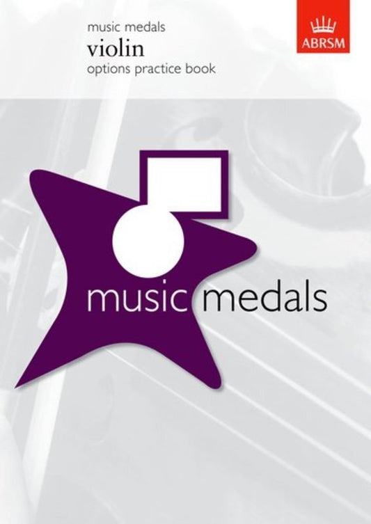 Music Medals Violin Options Practice Book by ABRSM, 48 Pages, Includes Practice Tests and Descriptions for Musicianship Tests
