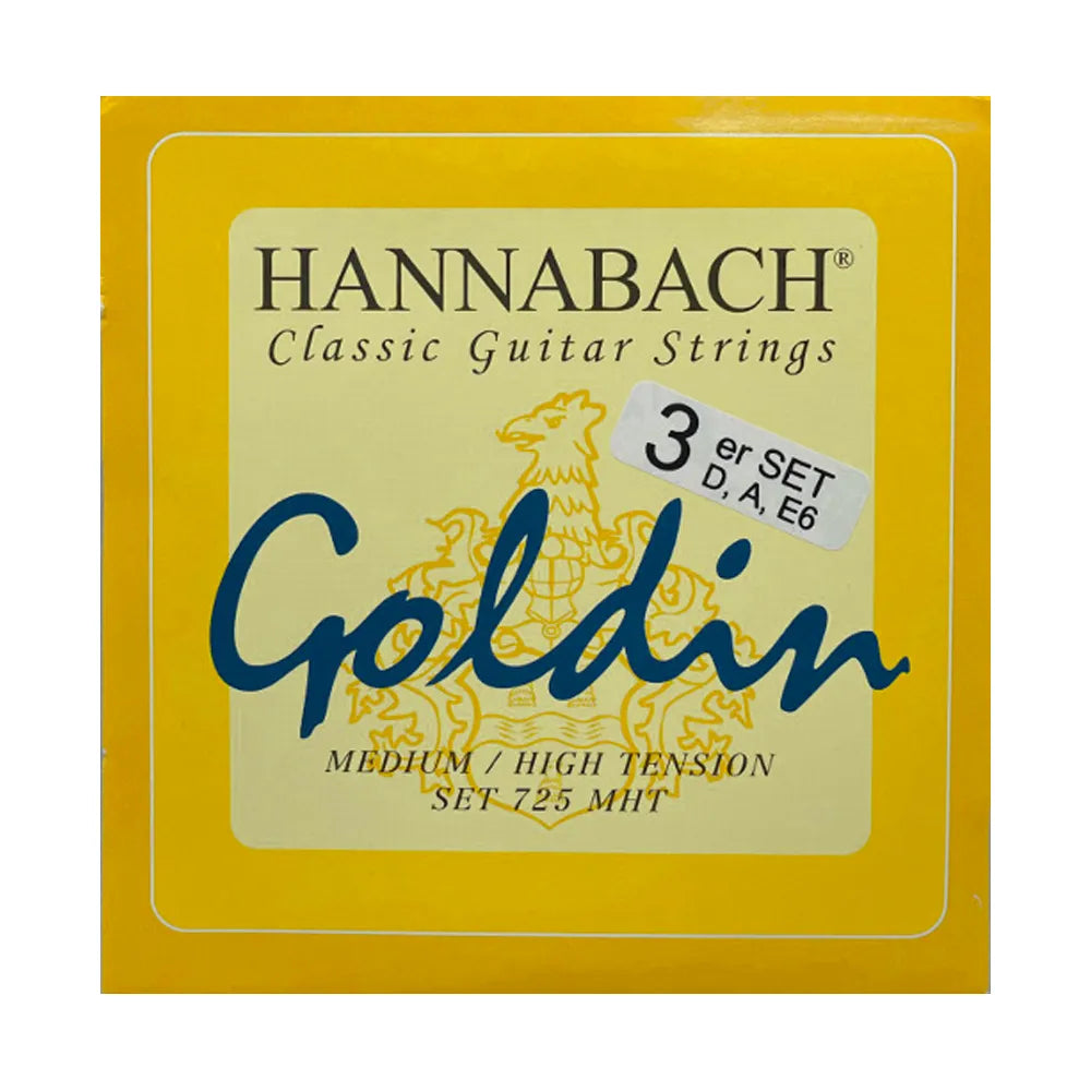 Hannabach 725 Goldin Wound Bass Strings for Classical Guitar (EAD) - Medium/High Tension, 100% Nickel and Cadmium Free