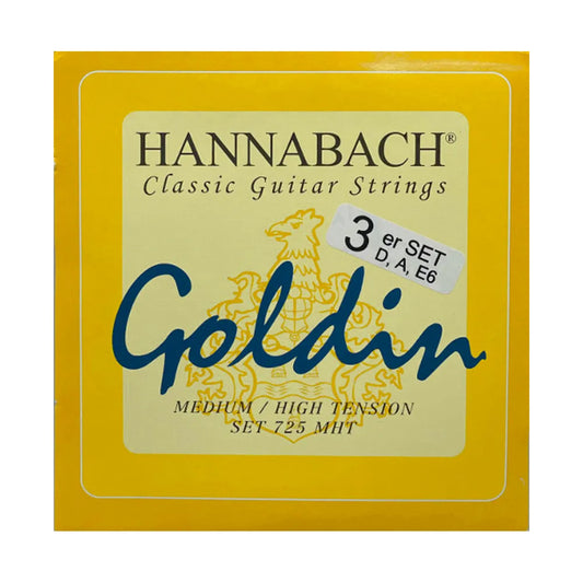 Hannabach 725 Goldin Wound Classical Bass Strings (EAD) - Medium/High Tension, Nickel & Cadmium Free, 65cm Scale Length