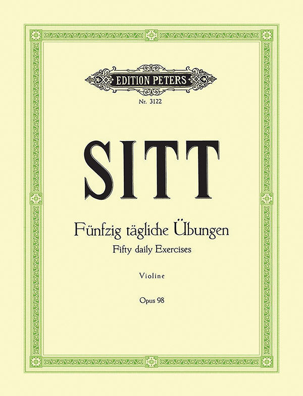 Sitt 50 Daily Exercises Op98 for Violin Solo - Peters EP3122