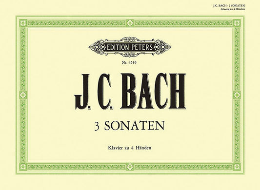 Bach J C 3 Sonatas Piano Duet Peters EP4516
