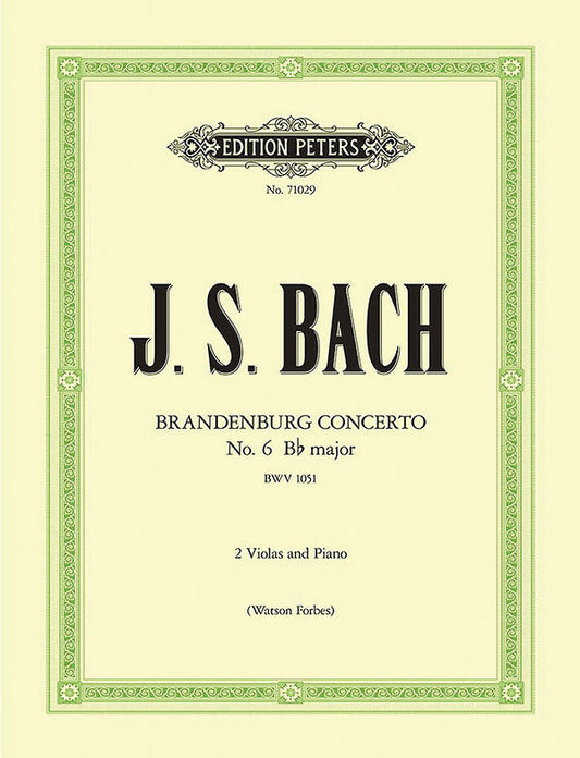 Bach J S Brandenburg Concerto No. 6 Viola Duet Piano Accompaniment Peters EP71029