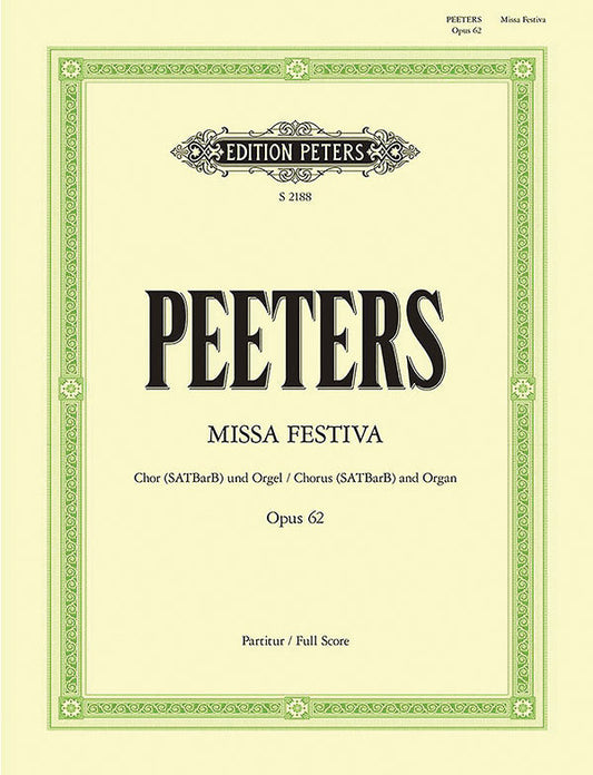 Peeters Missa Festiva Op. 62 Classical Vocal Score Peters S2188