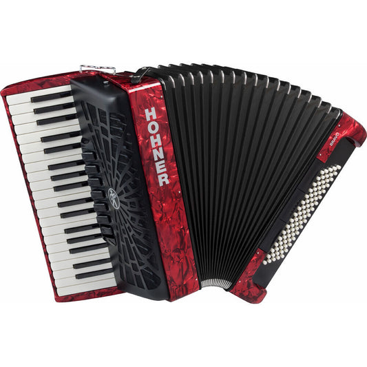 Hohner Bravo III 80 Bass Chromatic Accordion Red Pearl