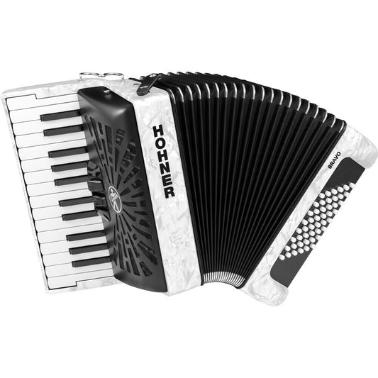Hohner Bravo II 48 Bass Chromatic Accordion White Pearl