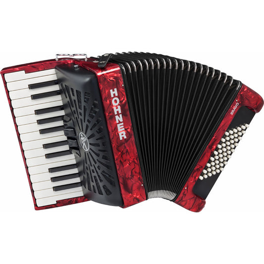 Hohner Bravo II 48 Bass Chromatic Accordion Red Pearl