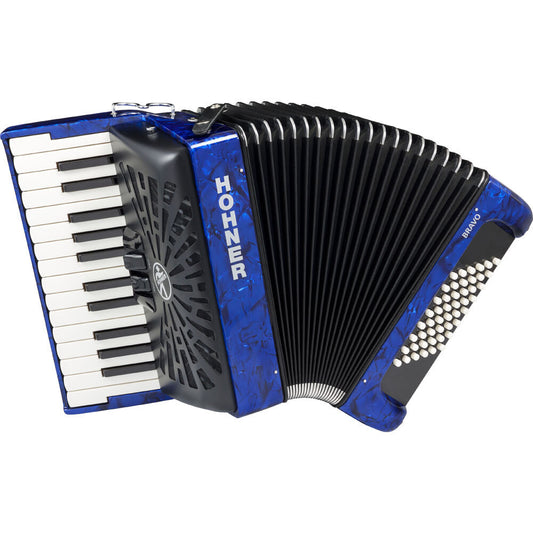 Hohner Bravo II 48 Bass Chromatic Accordion Blue Pearl