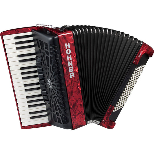 Hohner Bravo III 96 Bass Chromatic Accordion Red Pearl