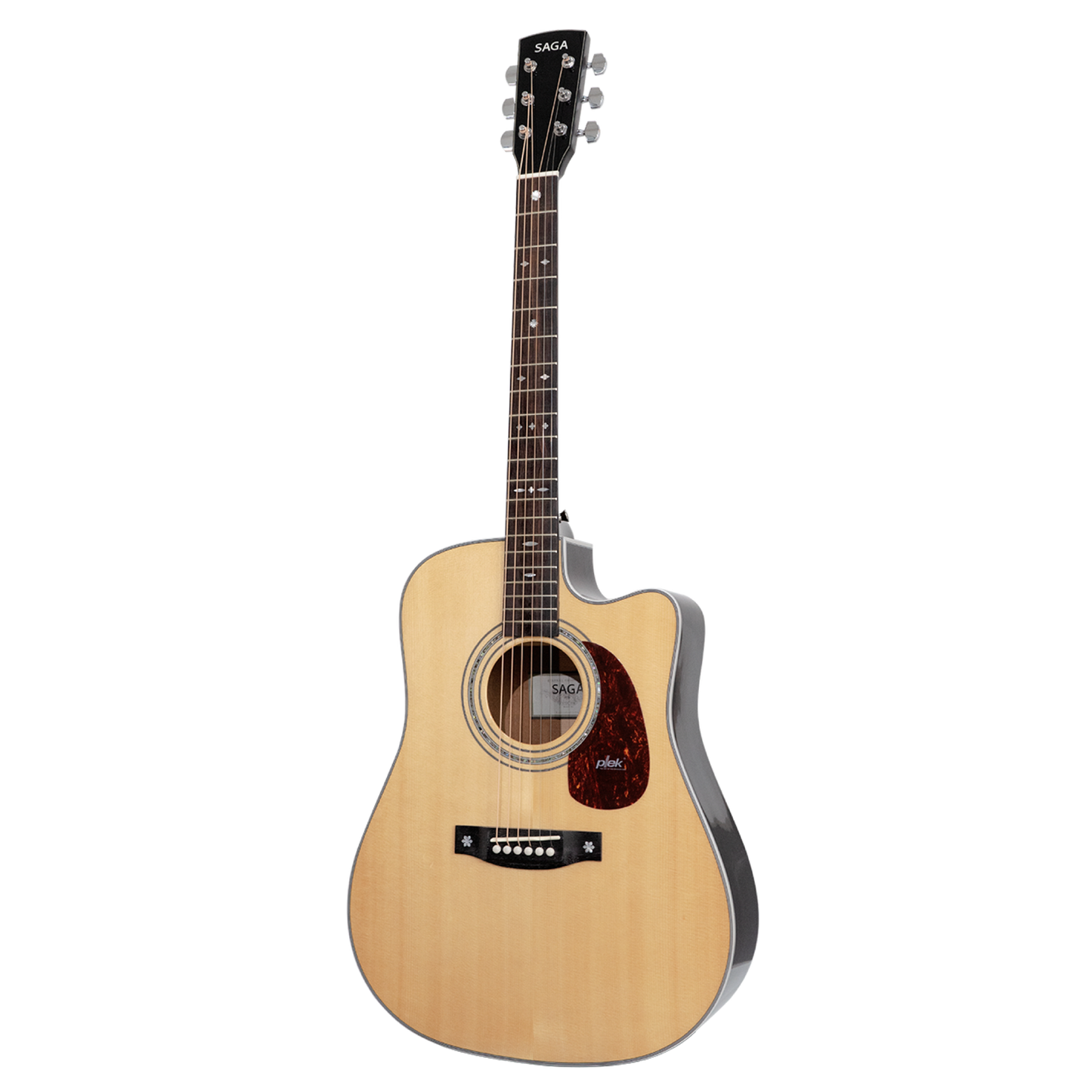 Saga A1DCE-PRO Solid Spruce Sapele Acoustic-Electric Guitar with Fishman Pickup System and High-End Brown Case