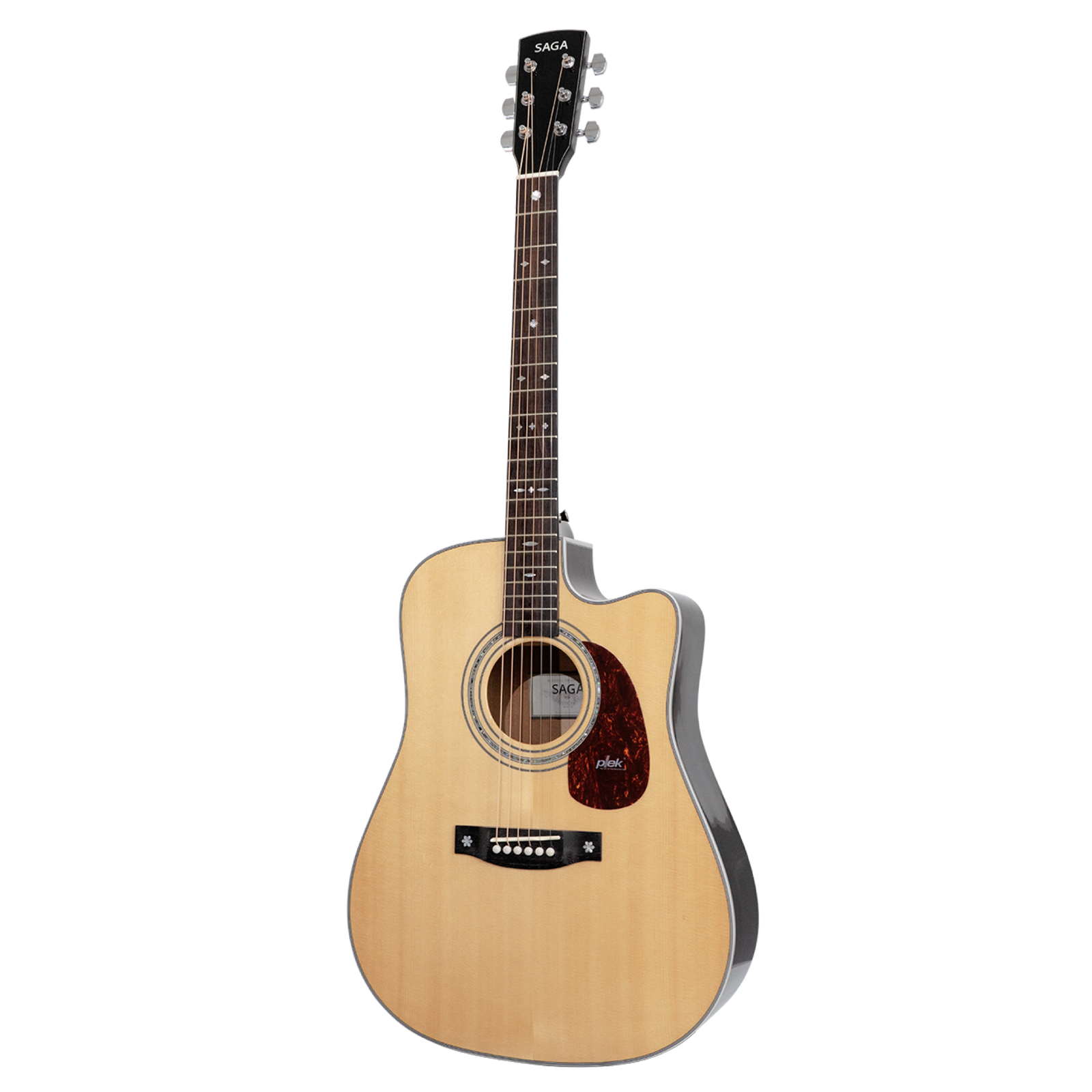 Saga A1DCE-PRO Solid Spruce Sapele Acoustic-Electric Guitar with Fishman Pickup System and High-End Brown Case
