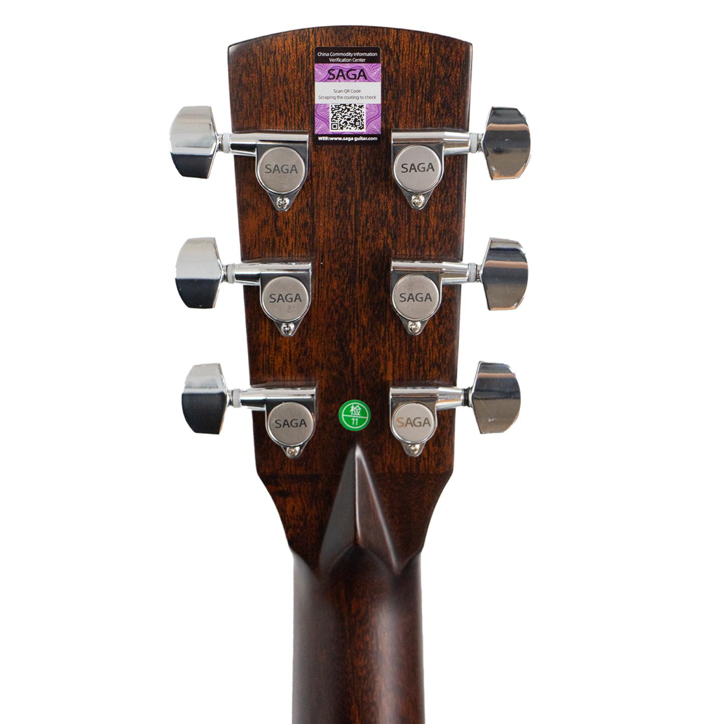 Saga A1DCE-PRO Solid Spruce Sapele Acoustic-Electric Guitar with Fishman Pickup System and High-End Brown Case — view 4