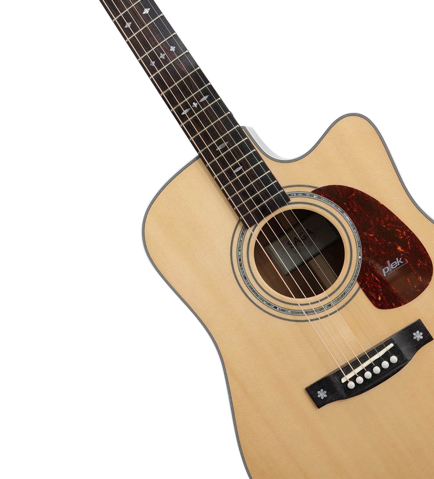 Saga A1DCE-PRO Solid Spruce Sapele Acoustic-Electric Guitar with Fishman Pickup System and High-End Brown Case — view 3