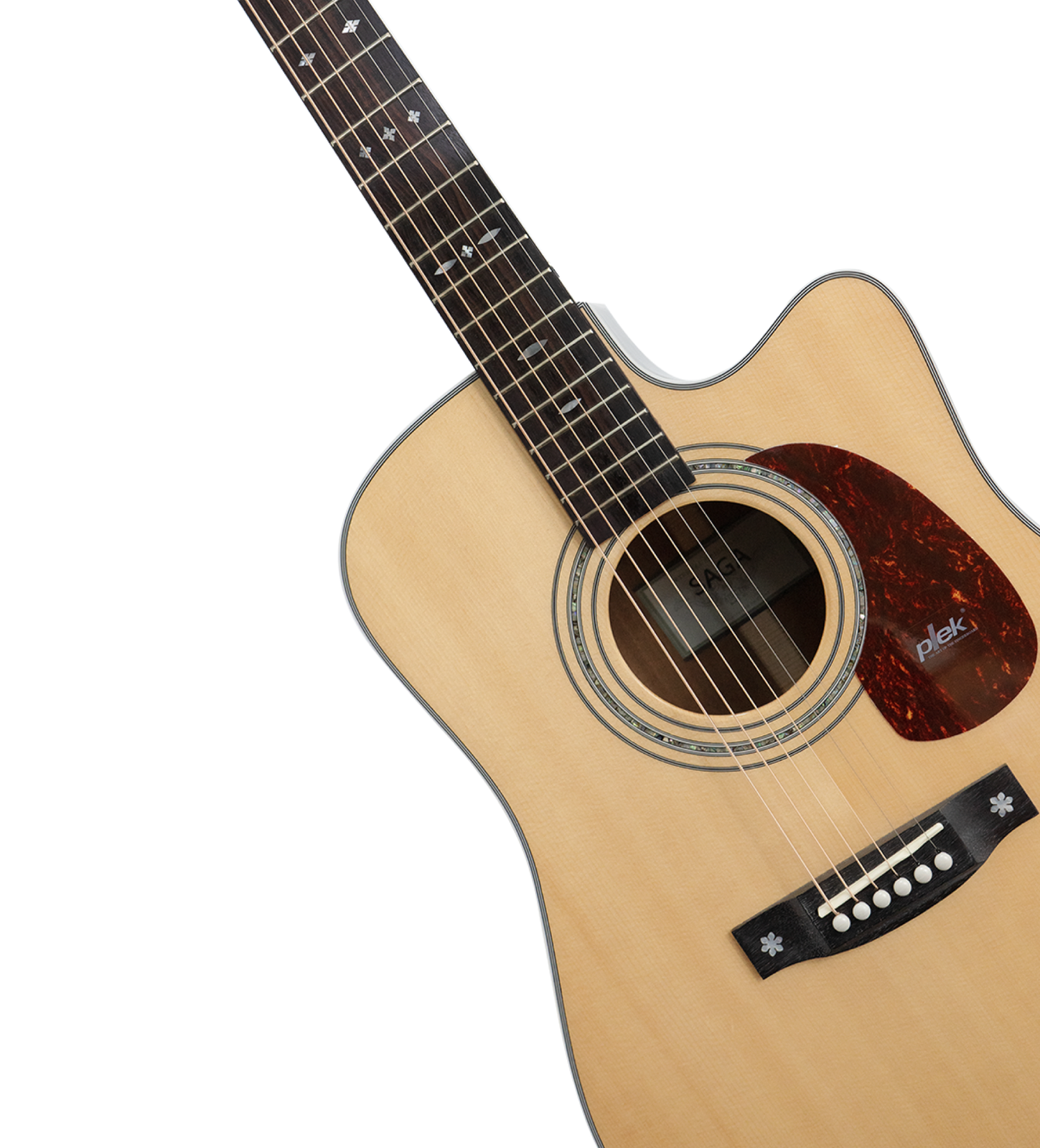Saga A1DCE-PRO Solid Spruce Sapele Acoustic-Electric Guitar with Fishman Pickup System and High-End Brown Case — view 3