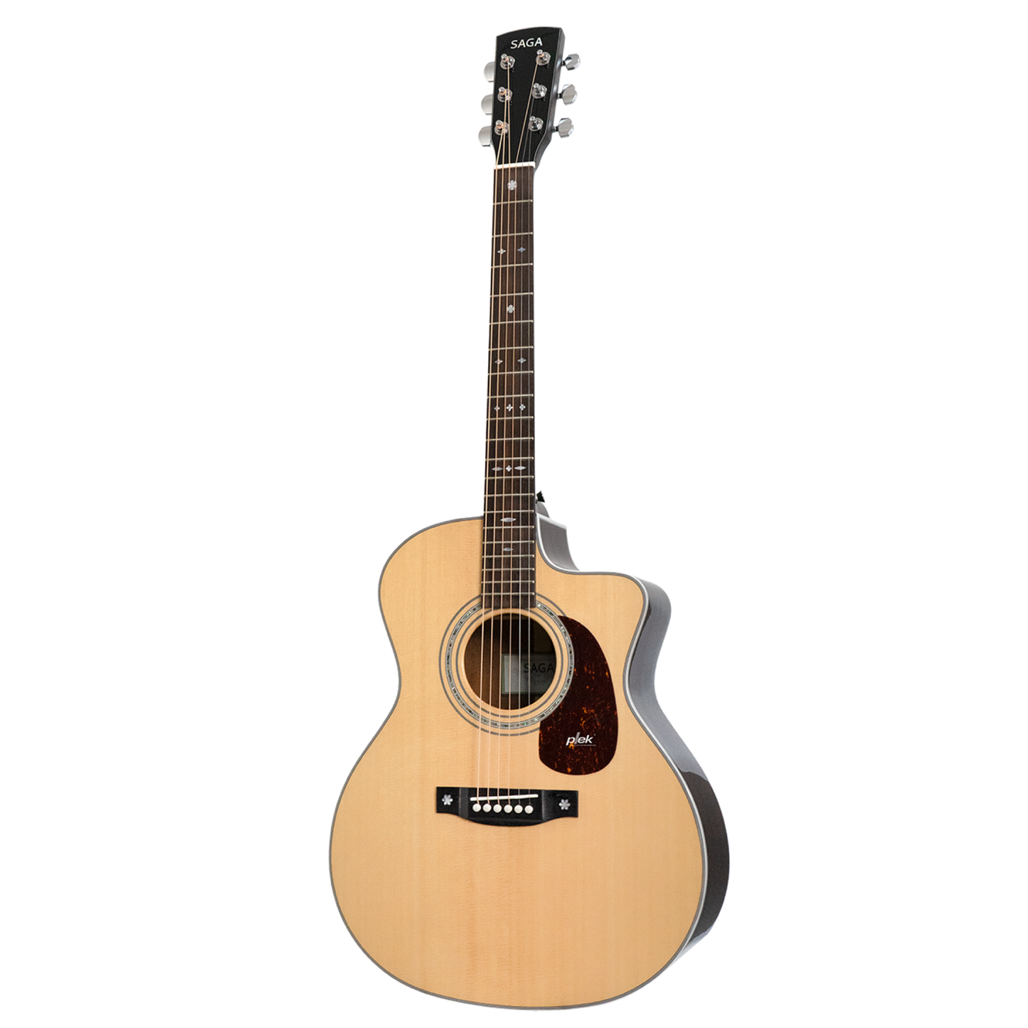 Saga A1GCE All Solid Spruce Sapele Acoustic-Electric Guitar with Fishman Pickup System and High-End Brown Case