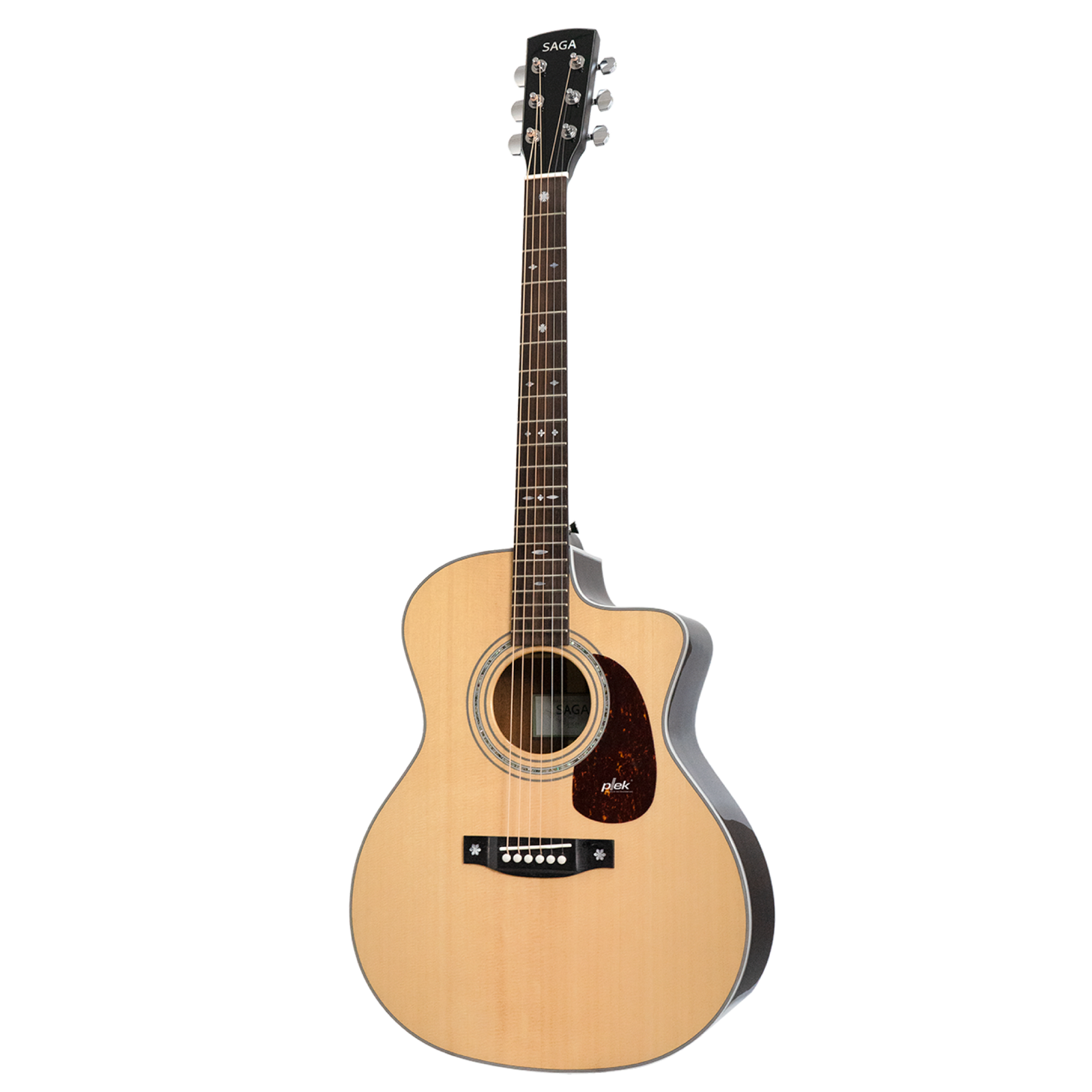 Saga A1GCE All Solid Spruce Sapele Acoustic-Electric Guitar with Fishman Pickup System and High-End Brown Case