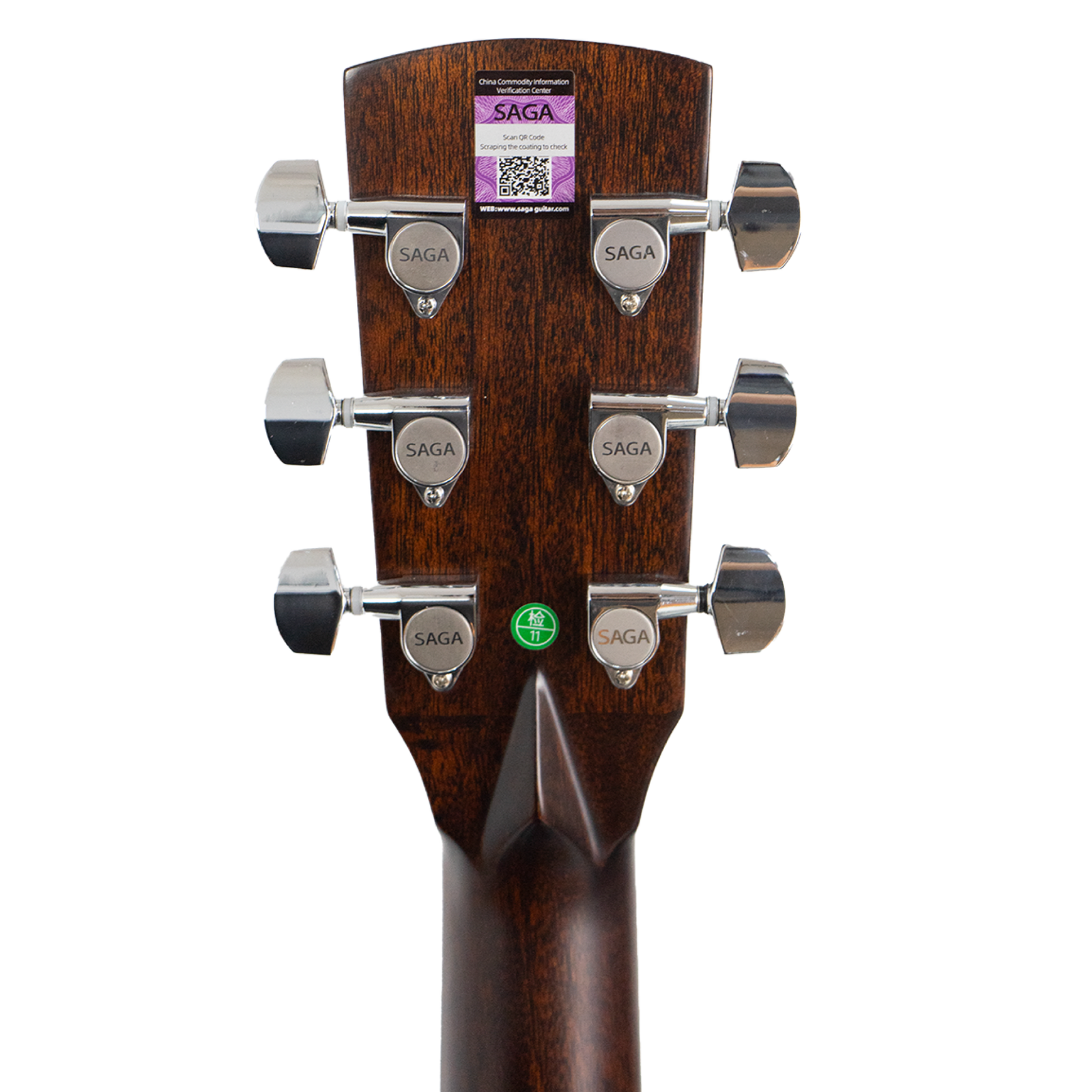 Saga A1GCE All Solid Spruce Sapele Acoustic-Electric Guitar with Fishman Pickup System and High-End Brown Case — view 4