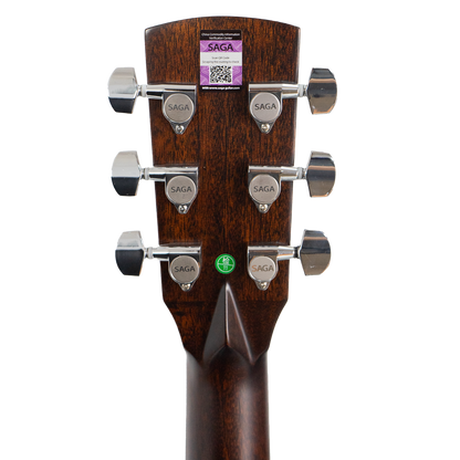 Saga A1GCE All Solid Spruce Sapele Acoustic-Electric Guitar with Fishman Pickup System and High-End Brown Case — view 4