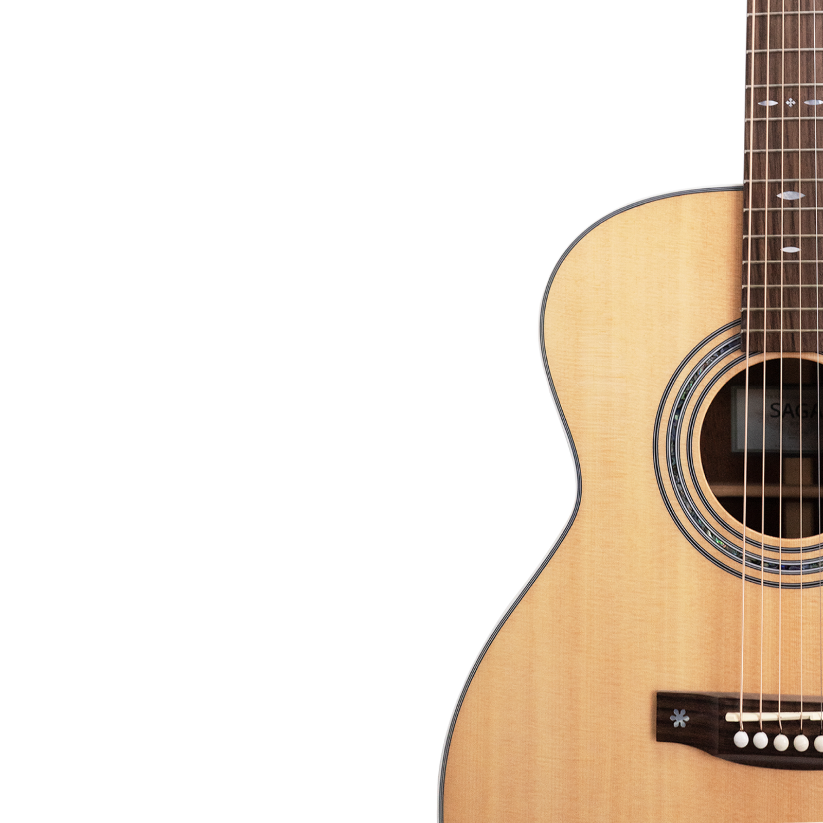 Saga A1GCE All Solid Spruce Sapele Acoustic-Electric Guitar with Fishman Pickup System and High-End Brown Case — view 6
