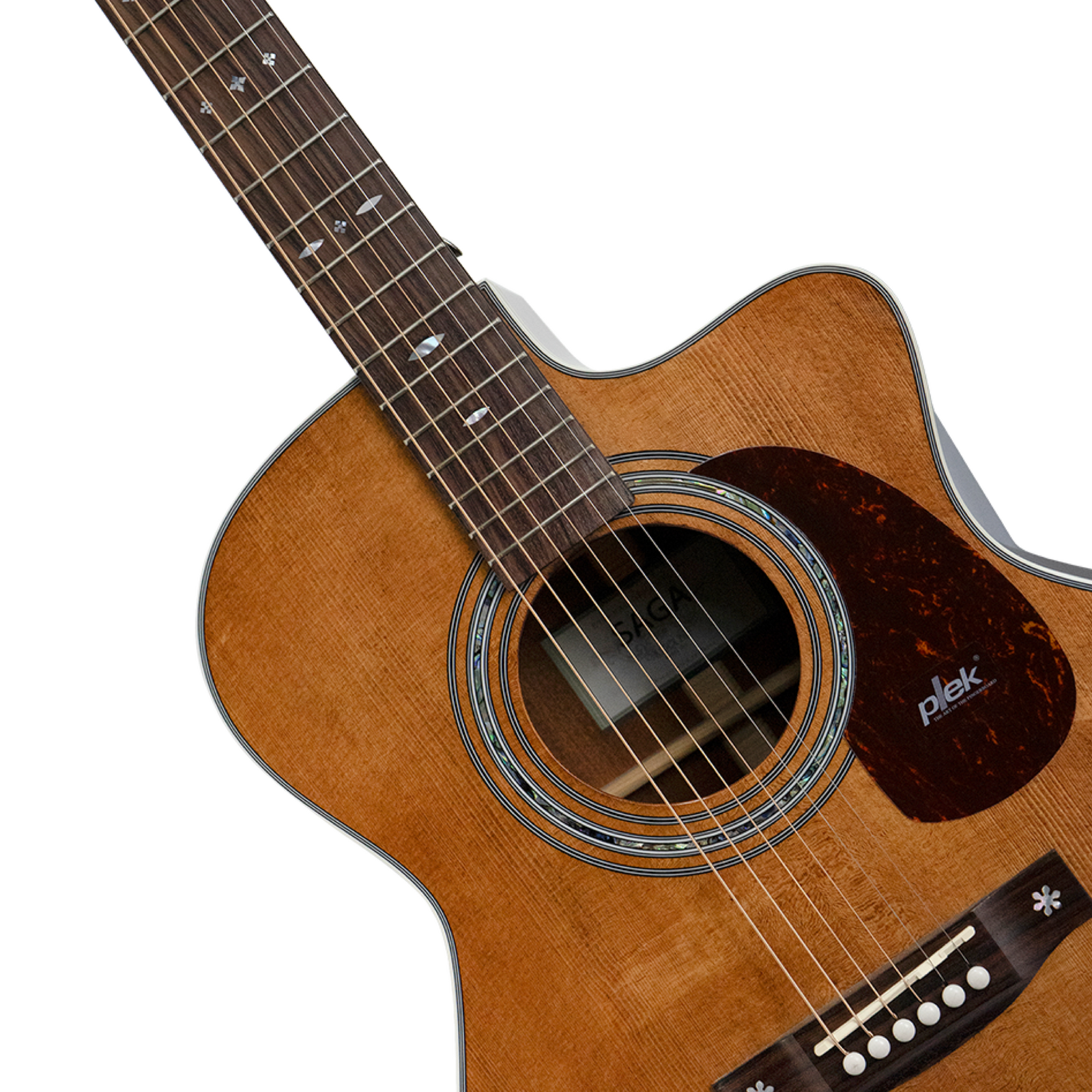 Saga A1GCE All Solid Spruce Sapele Acoustic-Electric Guitar with Fishman Pickup System — view 3