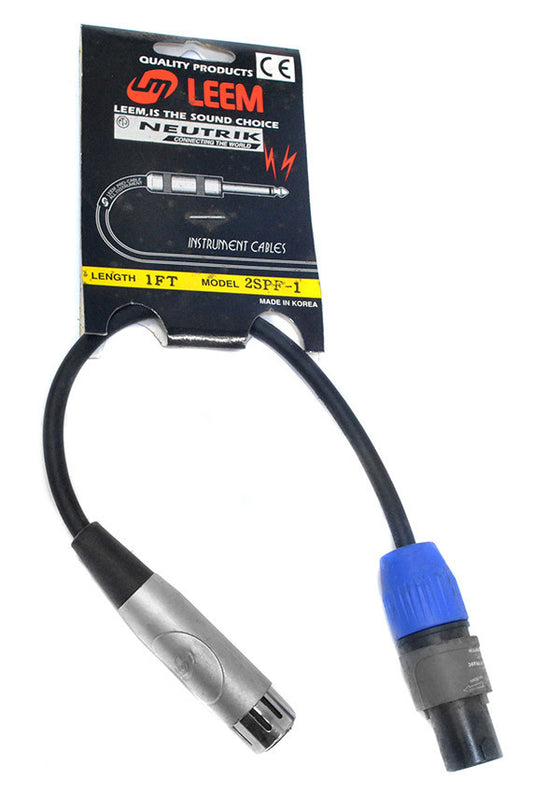 Leem 1ft Speaker Cable - Speakon Female to XLR Female