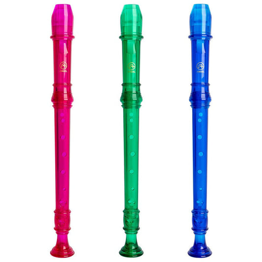 Angel 3 Piece Plastic Soprano/Descant Recorder - Translucent Emerald Green