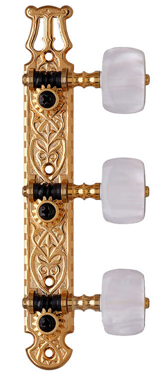 Gotoh 40G2000 Gold Finish Classical Guitar Tuning Machines 3+3 with Decorative Plate