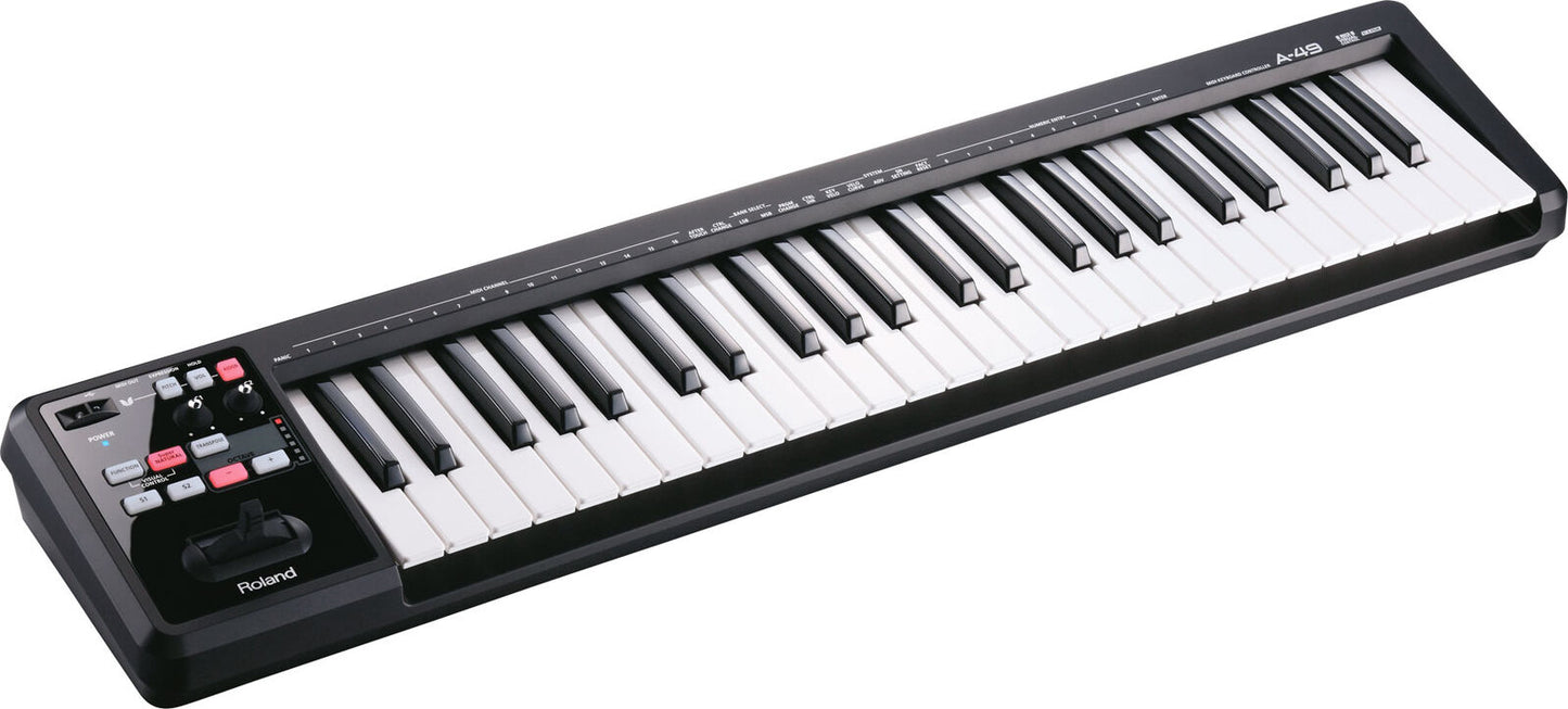 ROLAND A-49-BK MIDI Keyboard Controller - Portable Full-Size Keys, Lightweight Design, Black Finish — view 2