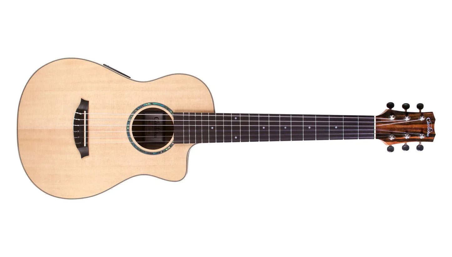 Cordoba Mini II EB-CE Acoustic-Electric Travel Guitar with Solid Spruce Top and Ebony Back and Sides