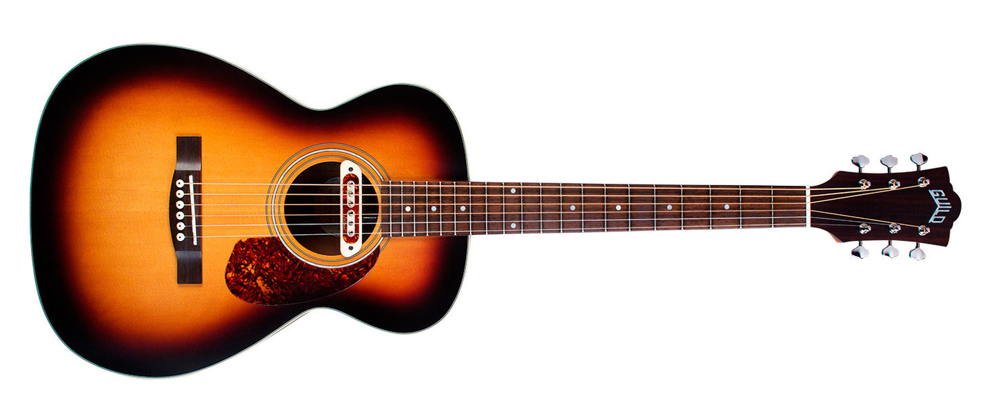 Guild M-240E Troubadour Mahogany Concert Acoustic Electric Guitar with Gig Bag - Vintage Sunburst
