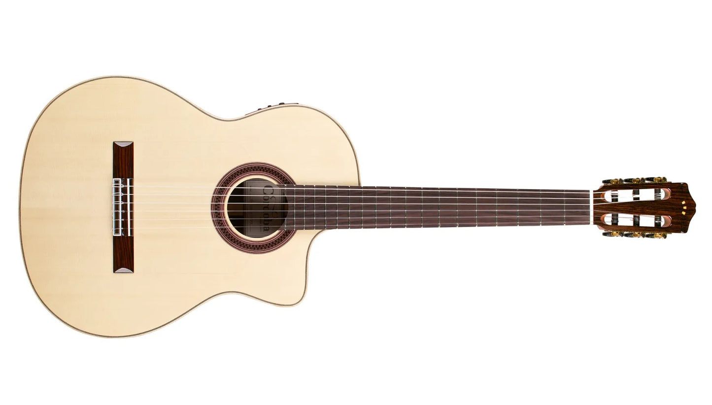 Cordoba GK Studio Negra Solid Spruce Top Flamenco Acoustic-Electric Guitar with Cutaway and Gig Bag