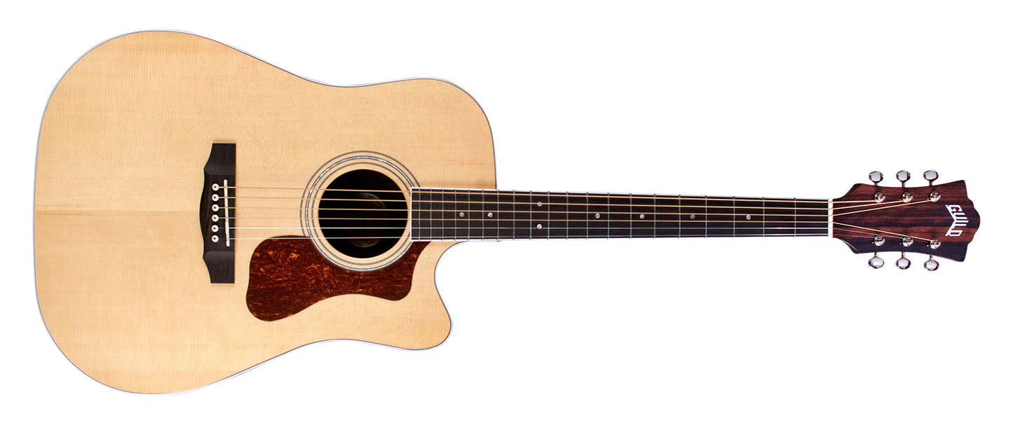 Guild D-260CE Deluxe Striped Ebony Dreadnaught Cutaway Acoustic Electric Guitar with Gig Bag
