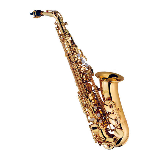 J.Michael AL500 Alto Saxophone (Eb) Clear Lacquer with ABS Carrying Case, High F# Key, Front F Key, Metal Reflectors, Thumb Rest