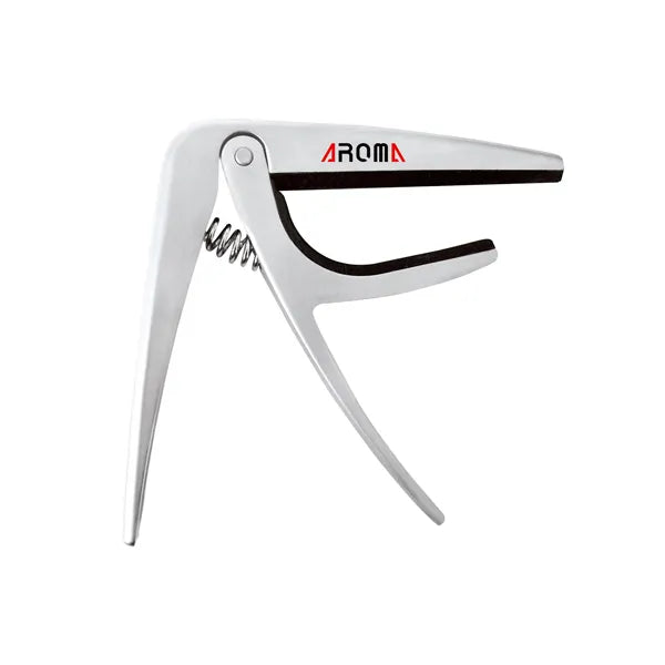 Aroma AC02 Silver Classical Guitar Capo - High Quality Metal, Steel Spring, Silicone Cushion, 85x85x10mm, 81g