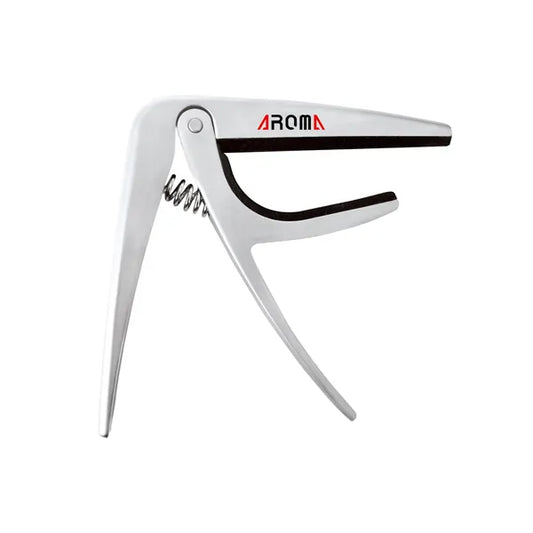 Aroma AC02 Silver Classical Guitar Capo - High Quality Metal, Steel Spring, Silicone Cushion, 85x85x10mm, 81g