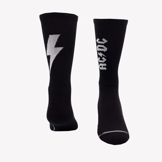 Perris Licensed AC/DC Lightning Strikes Large Crew Socks Black 1-Pair — view 3