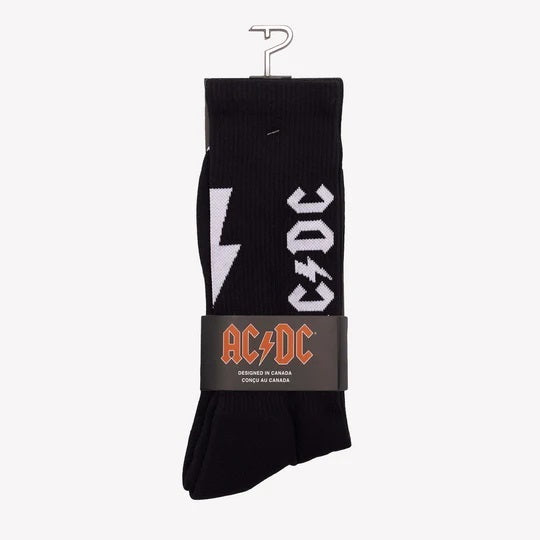Perris Licensed AC/DC Lightning Strikes Large Crew Socks Black 1-Pair