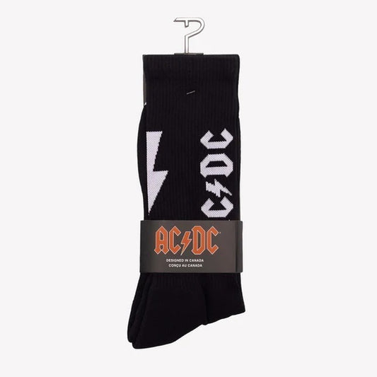 Perris Licensed AC/DC Lightning Strikes Large Crew Socks Black 1-Pair