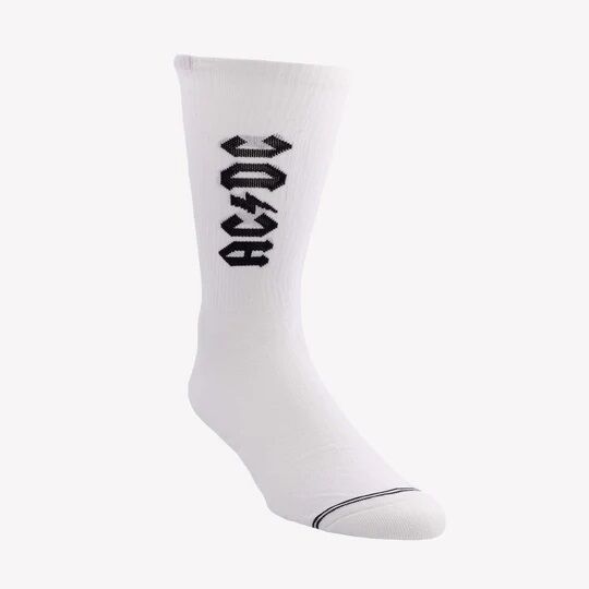Perris Licensed AC/DC "Lightning Strikes" Large Crew Socks - White (1-Pair) — view 2