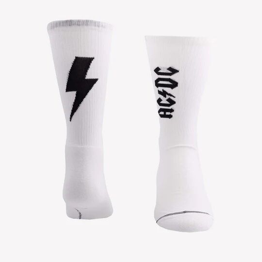 Perris Licensed AC/DC "Lightning Strikes" Large Crew Socks - White (1-Pair) — view 3