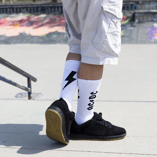 Perris Licensed AC/DC "Lightning Strikes" Large Crew Socks - White (1-Pair) — view 4
