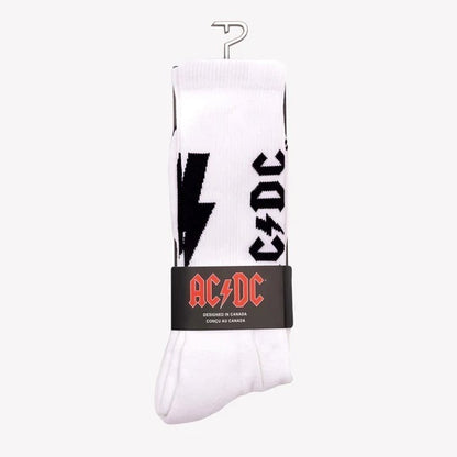 Perris Licensed AC/DC "Lightning Strikes" Large Crew Socks - White (1-Pair)