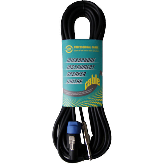 Leem 30ft Speaker Cable with Speakon Female and 1/4" Straight TS Connector, 12 AWG