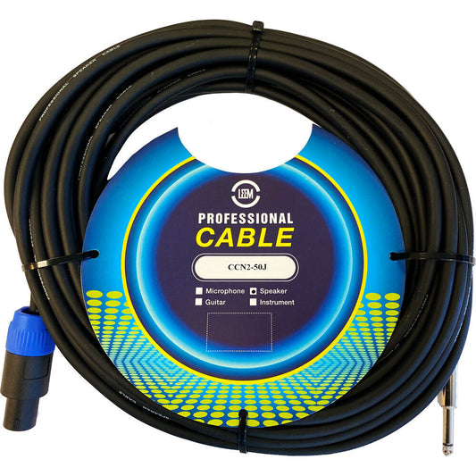 Leem 50ft Speaker Cable with Speakon Female Connector and 1/4" Straight TS, 12 AWG, 2 Pole, CNL-4