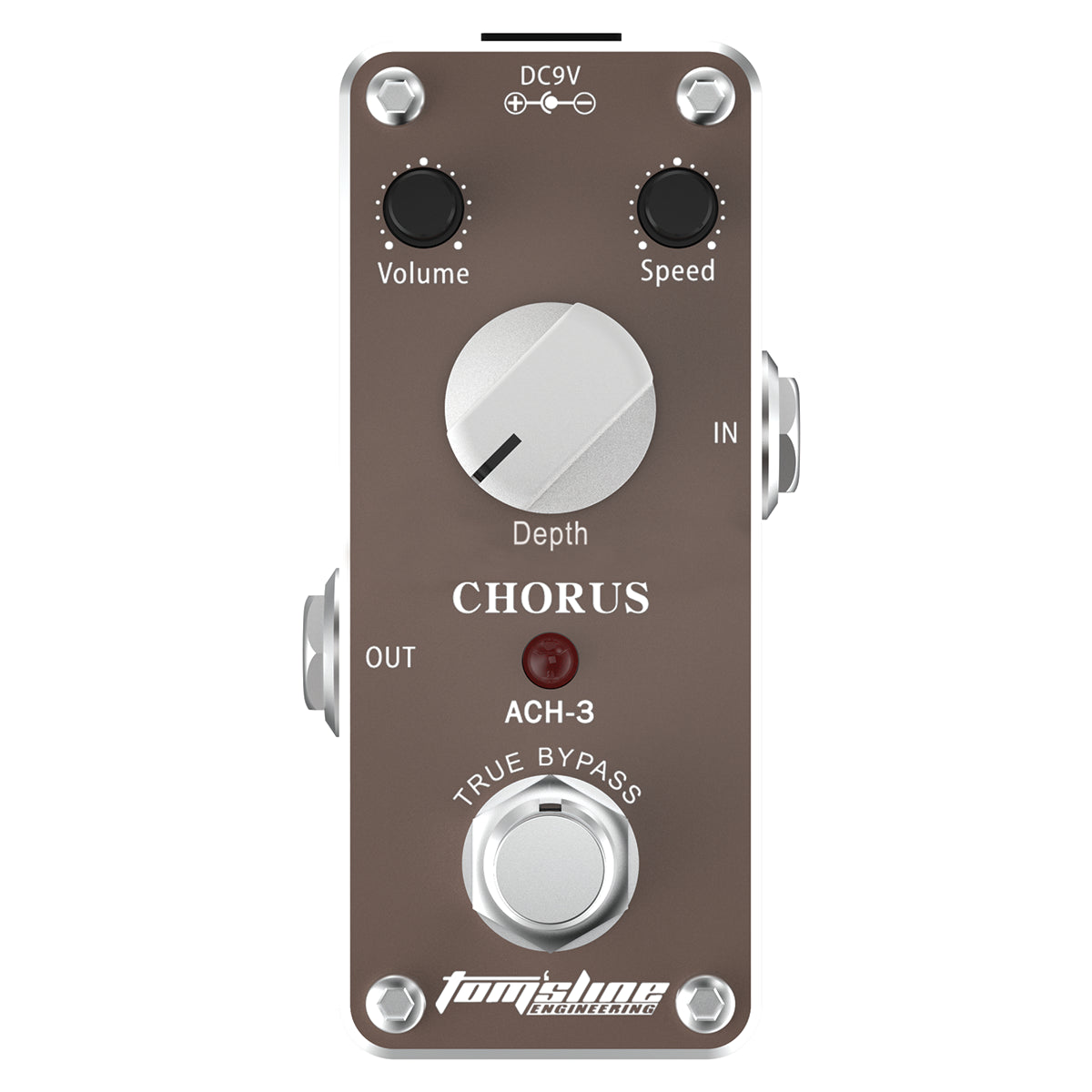 Toms Line ACH-3 Mini Chorus Pedal with Depth, Speed, Volume Control, Aluminium Case, 9V Power Input, Slip Resistant Bottom