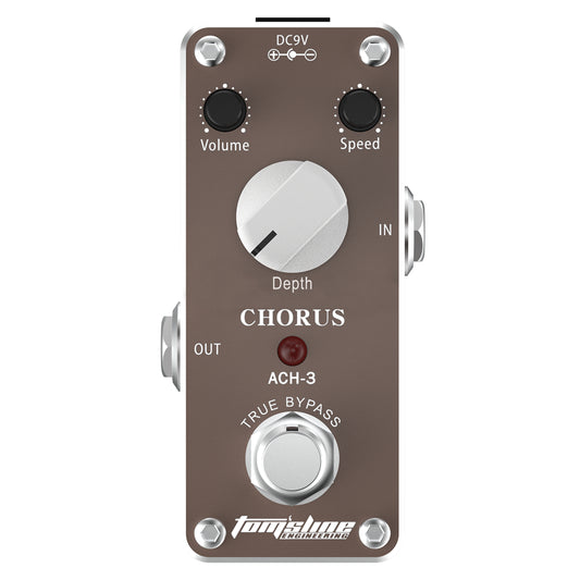 Toms Line ACH-3 Mini Chorus Pedal with Depth, Speed, Volume Control, Aluminium Case, 9V Power Input, Slip Resistant Bottom