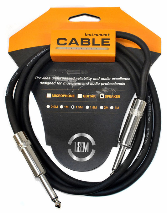 Leem 5ft Deluxe Speaker Cable 1/4" Straight TS to 1/4" Straight TS, 16 AWG, Pure Copper, Nickel-Plated Plugs
