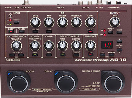 BOSS AD-10 Acoustic Preamp - Advanced Sound Tools for Natural Acoustic Tone
