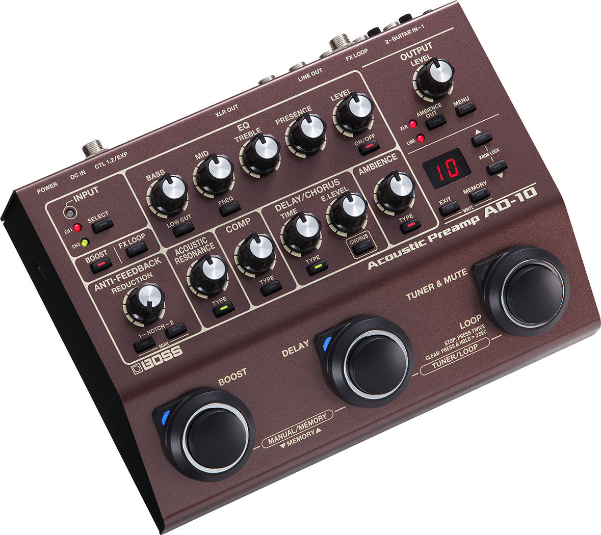 BOSS AD-10 Acoustic Preamp - Advanced Sound Tools for Natural Acoustic Tone — view 3
