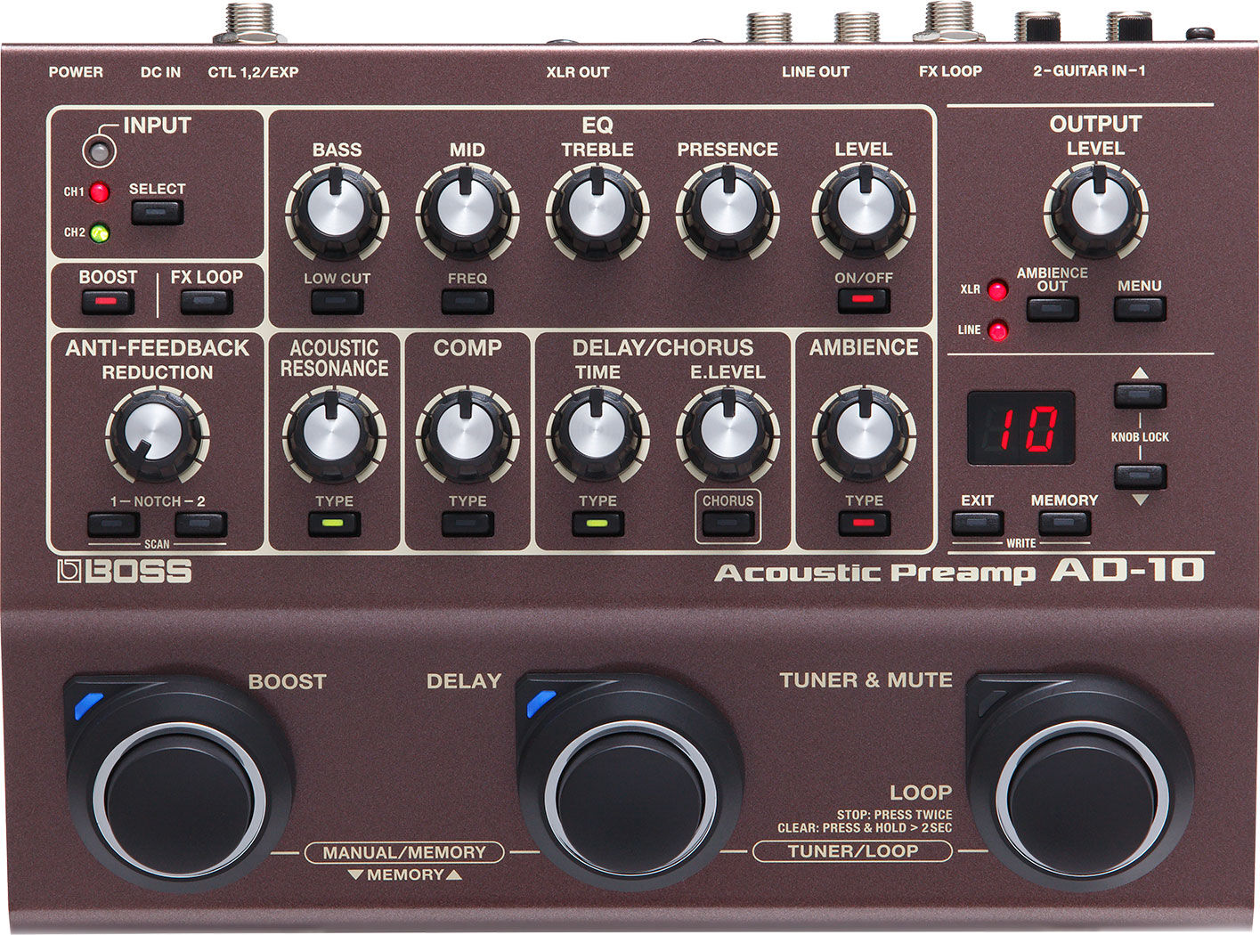 BOSS AD-10 Acoustic Preamp - Advanced Sound Tools for Natural Acoustic Tone — view 2